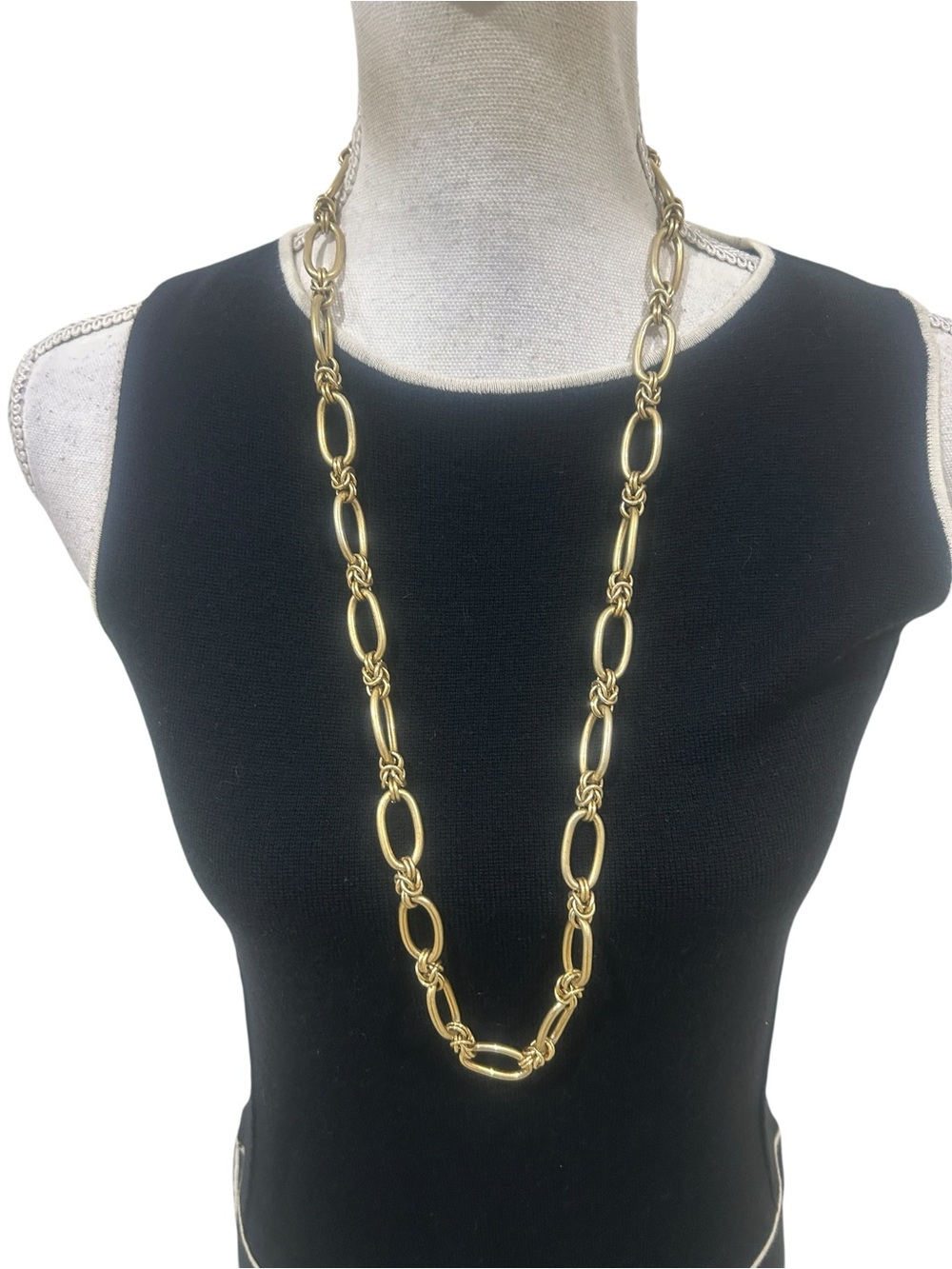 CAbi Long matte gold tone Link Necklace 17 inch drop